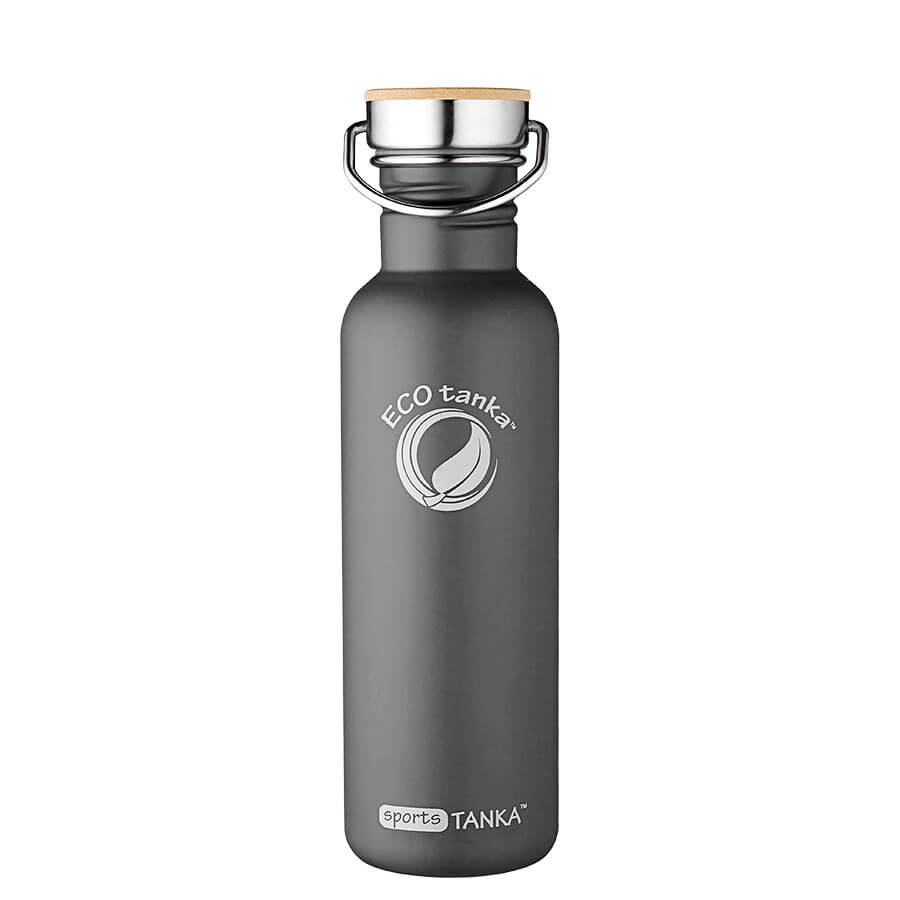 ECOtanka-sportsTANKA-800ml-Edelstahl-Trinkflasche-anthrazit-oliv-mit-Edelstahl-Fachverschluss-mit-Bambusplättchen-aus-nachhaltigem-Anbau-und-Tragegriff